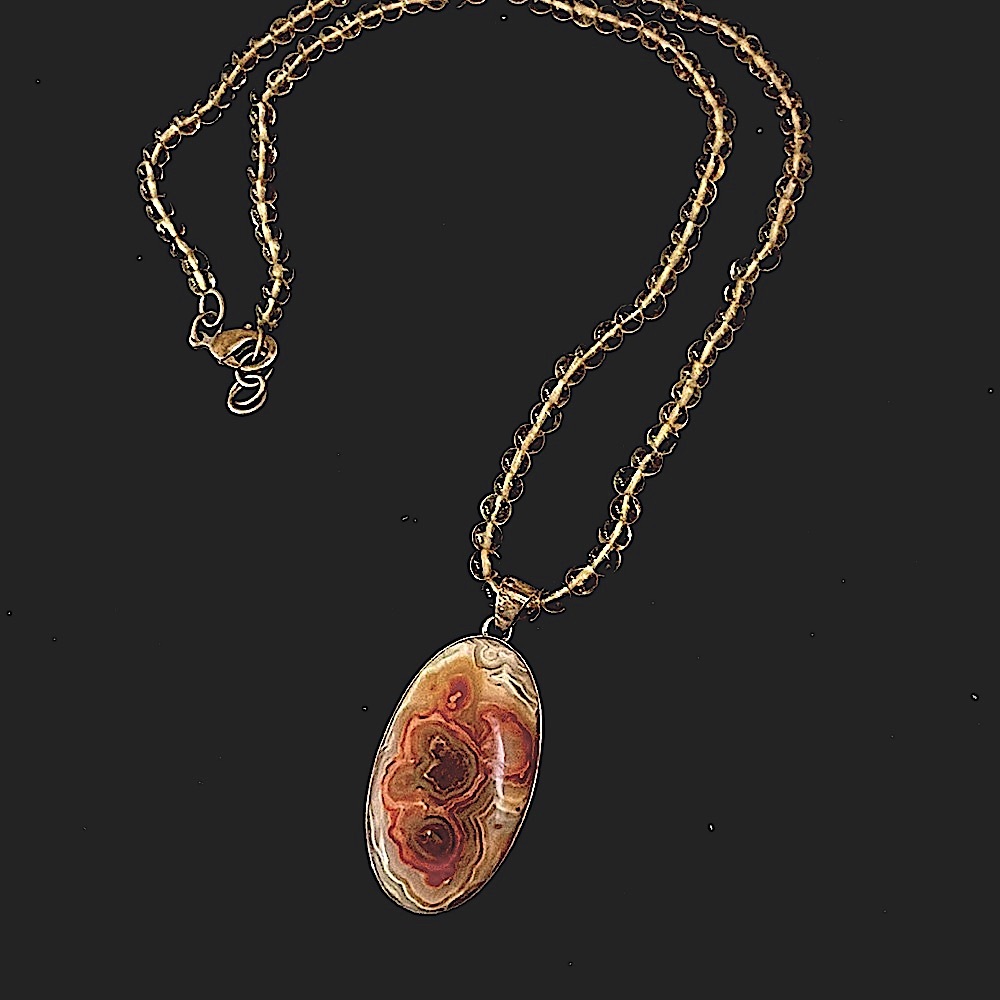 MEXICAN LACE AGATE PENDANT!! Stunning 🤩 So much detail!! With Citrine Chain🔥🔥
